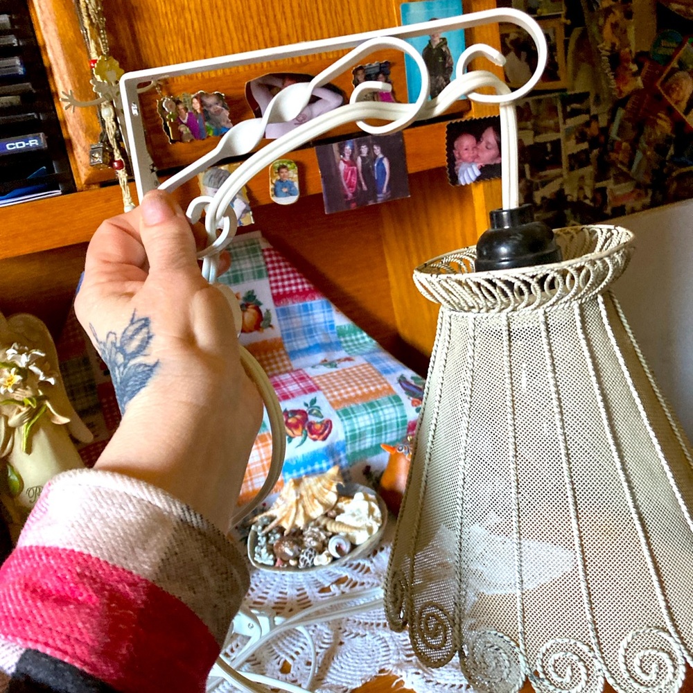 Lamp, with Wall Bracket to hang, long cord with on/off switch, off White